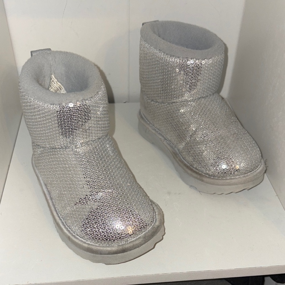 Kids Silver Sequin Boots